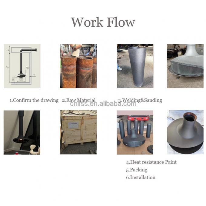 camini interni in acciaio con vernice nera su misura appesi decorativi 3