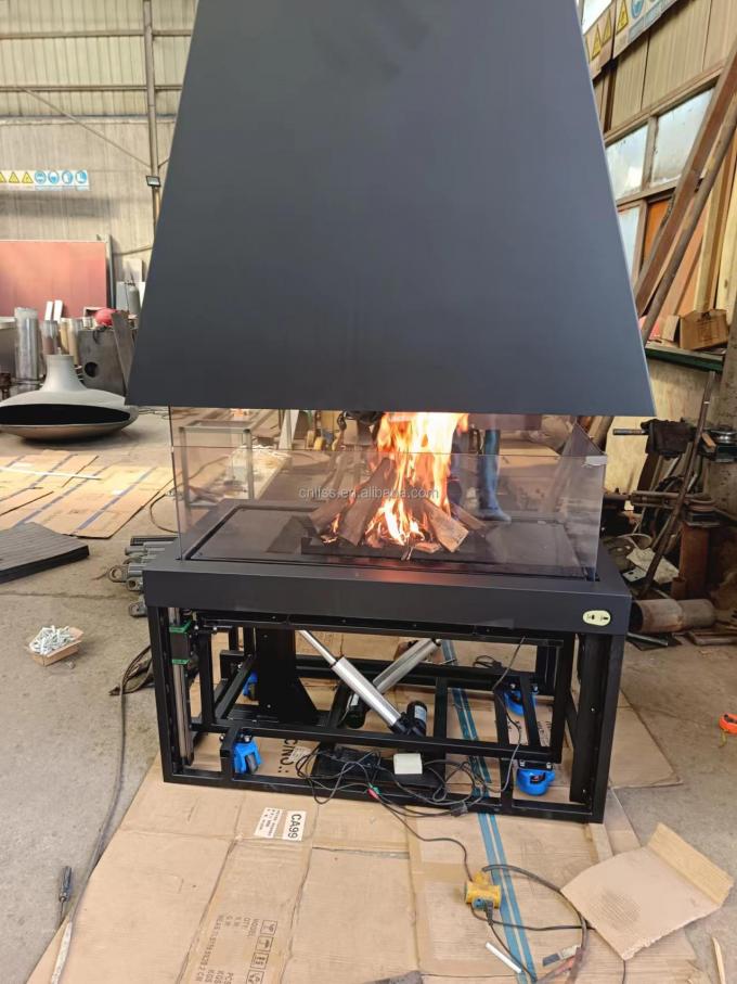 Tavolo in acciaio al carbonio a controllo remoto vetro Art Camino indipendente esclusivo europeo Premium Nero Moderno 4