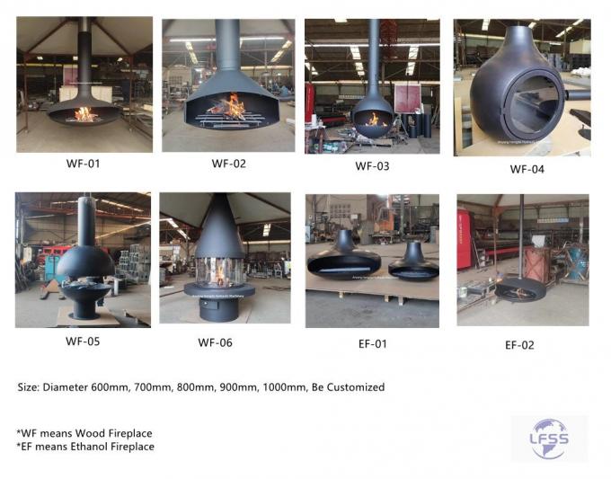 Vernice nera a legna sospesa da taglio per camini decorativi camini interni in acciaio personalizzati 1