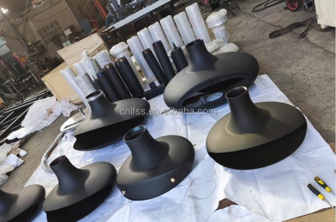 Arredamento per camini rotanti in vetro di lusso di alto stile Arredamento rotante in carbonio di alta qualità nero Arredamento rotondo in acciaio moderno 5