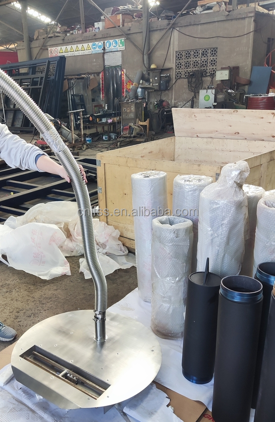 Arredamento per camini rotanti in vetro di lusso di alto stile Arredamento rotante in carbonio di alta qualità nero Arredamento rotondo in acciaio moderno 8