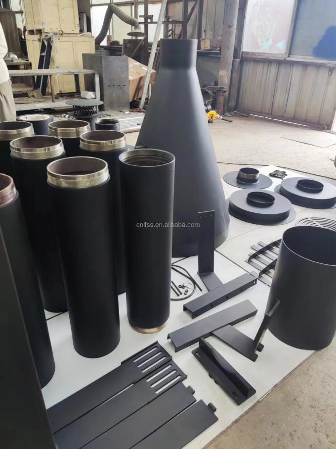 Arredamento per camini rotanti in vetro di lusso di alto stile Arredamento rotante in carbonio di alta qualità nero Arredamento rotondo in acciaio moderno 0