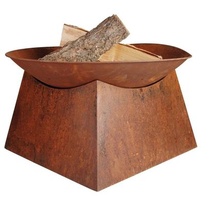 Modern Classic Design Rust Round Corten Steel Fire Pit Bowl With Square Stand