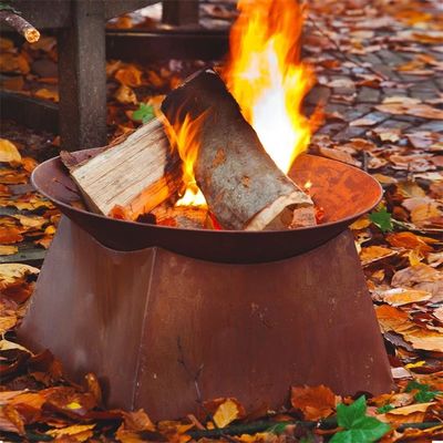 Modern Classic Design Rust Round Corten Steel Fire Pit Bowl With Square Stand