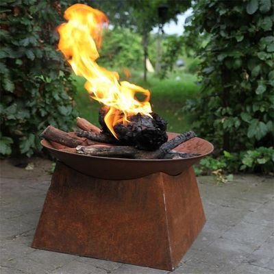 Modern Classic Design Rust Round Corten Steel Fire Pit Bowl With Square Stand