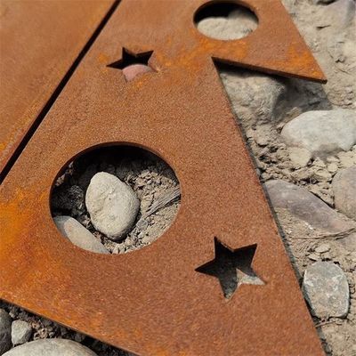 Garden Decorations Solid Rusty Corten Metal Christmas Trees With LED Light