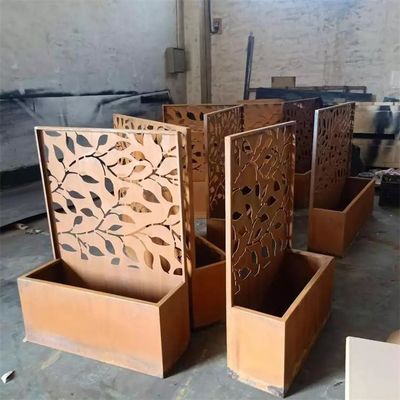 Decorative Garden Rusty Metal Trellis Planters Box Corten Flower Pots