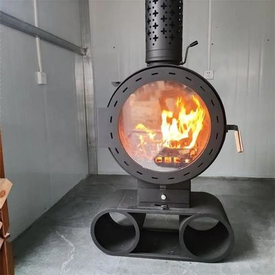 Modern Wall Mounted Wood Burning Stove Suspended Fireplace For Living Room Wheel fireplace