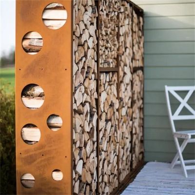 Modern Prerusted Corten Steel Log Holder Storage For Fireplace H170cm*74cm